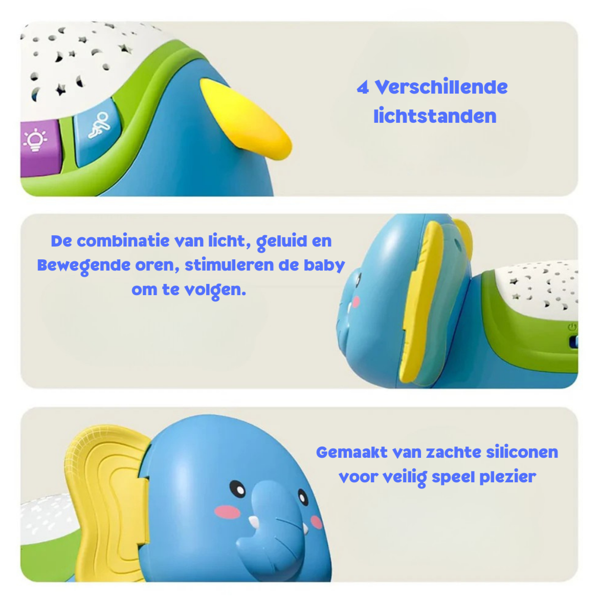 Interactieve Kruipende Olifant – Muziek, Licht & Beweging in één Speelgoed
